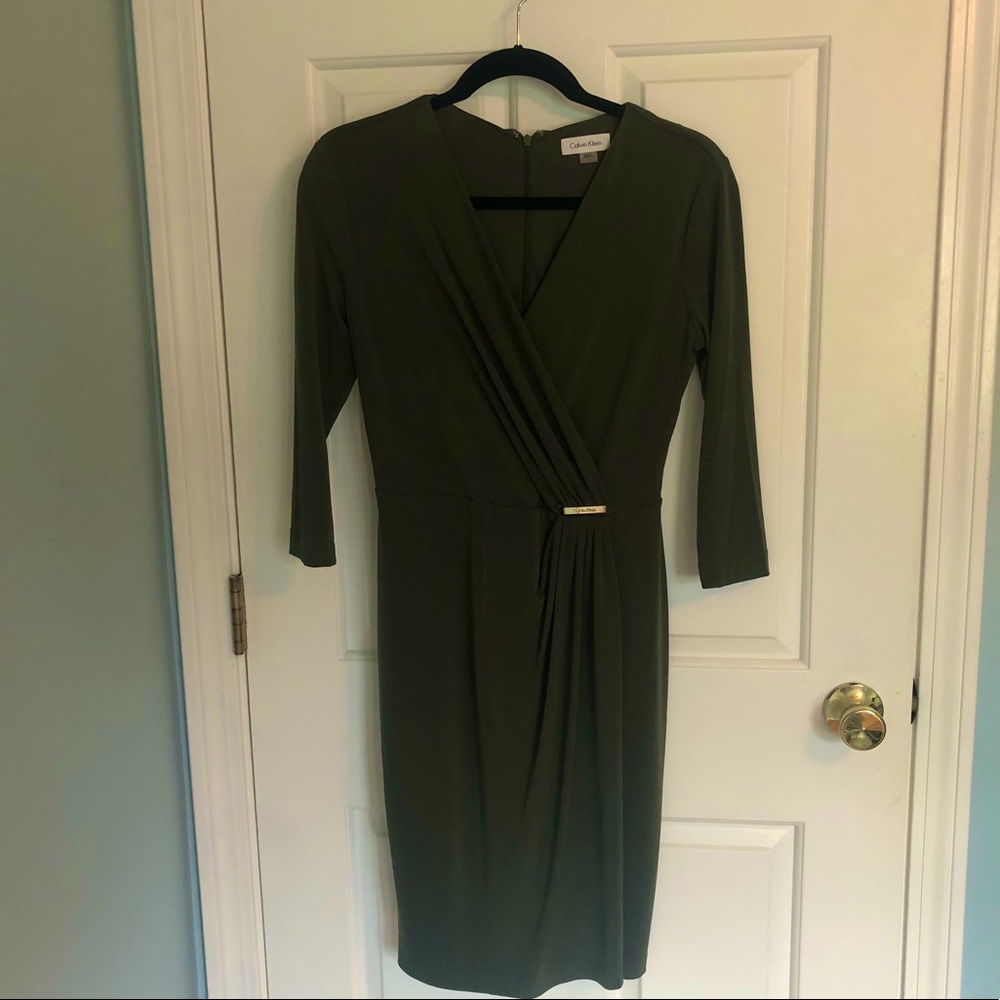 Long sleeve olive dress
